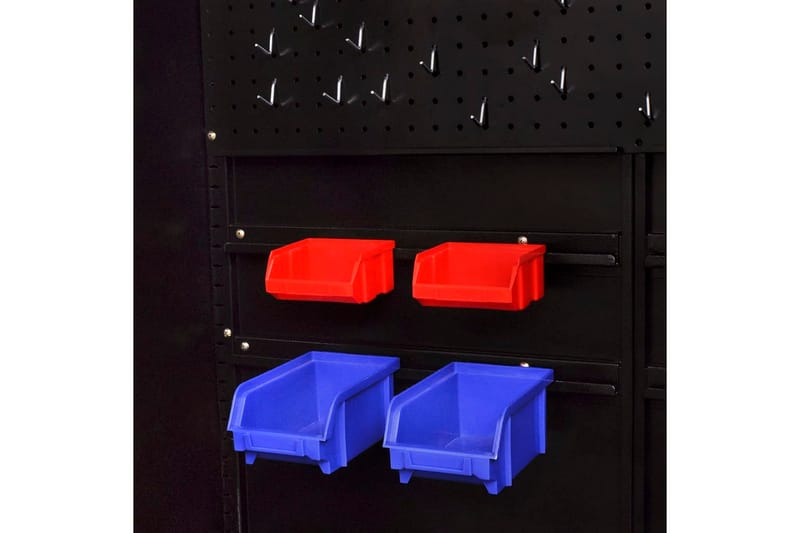 Værktøjsskab Med 2 Låger I Stål 90 X 40 X 180 Cm Sort Og Rød - Flerfarvet - Hus & renovering - Garage & værksted - Garageinteriør & garageopbevaring - Redskabsholder