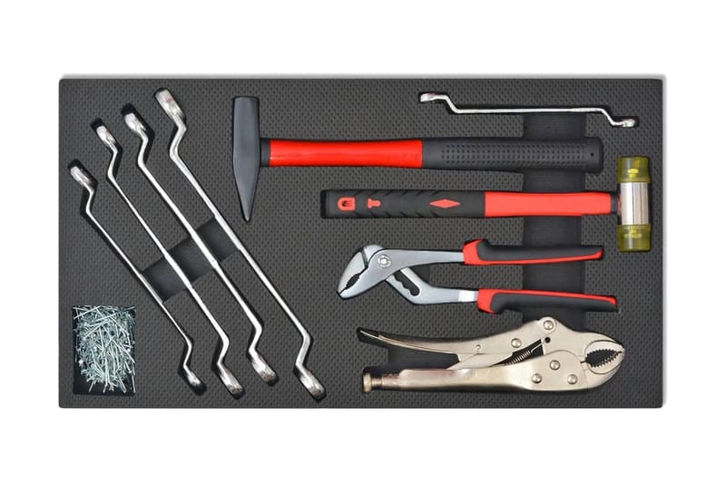 værktøjsvogn med 1125 stykker værktøj stål rød - Rød - Hus & renovering - Garage & værksted - Garageinteriør & garageopbevaring - Værktøjsvogn
