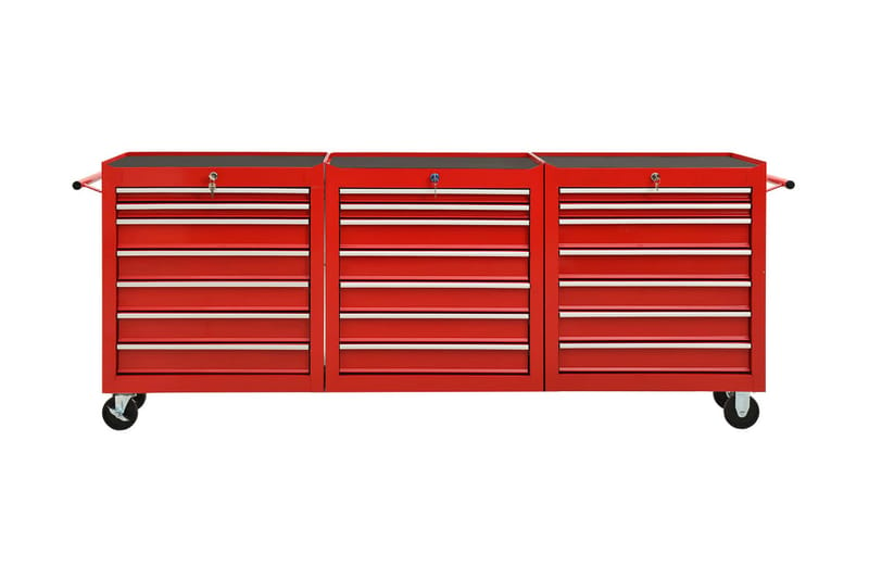 Værktøjsvogn Med 21 Skuffer Stål Rød - Rød - Værktøjsvogn