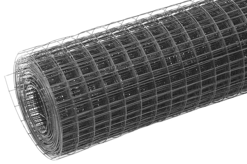 hønsenet stål med PVC-belægning 10 x 1 m grå - Grå - Hønsehus - Til dyrene - Hønsegård