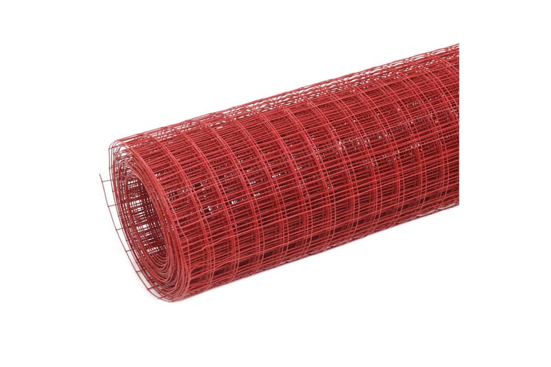 hønsenet stål med PVC-belægning 25 x 0,5 m rød - Rød - Hønsehus - Til dyrene - Hønsegård