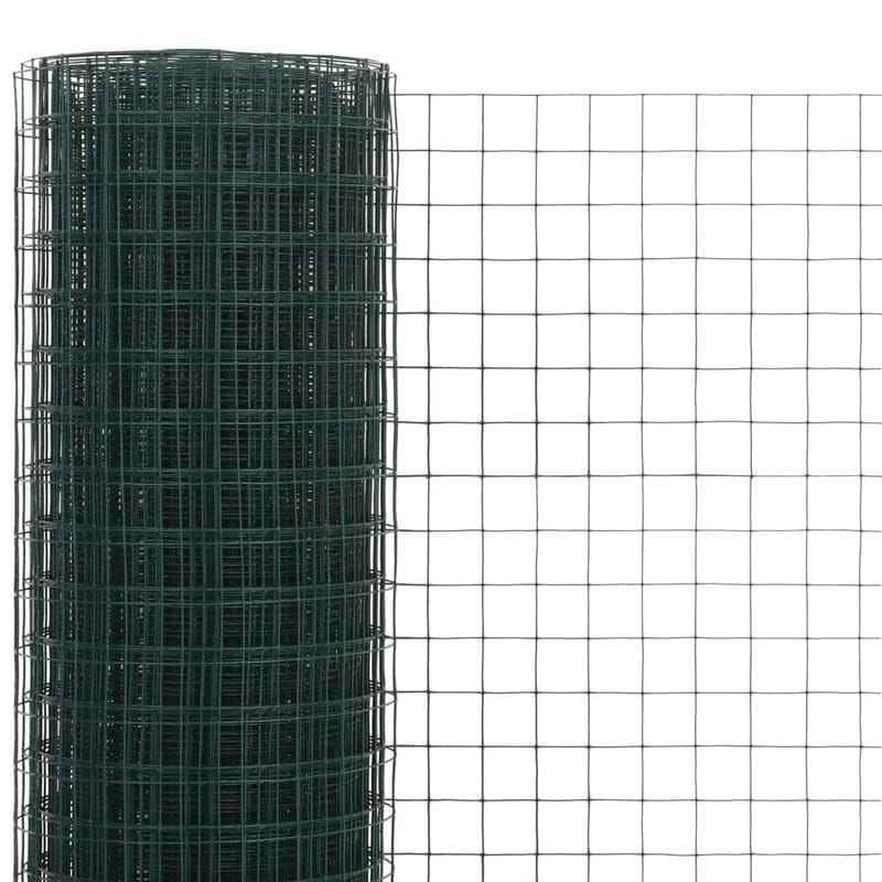 hønsenet stål med PVC-belægning 10 x 1,5 m grøn - Grøn - Hønsehus - Til dyrene - Hønsegård