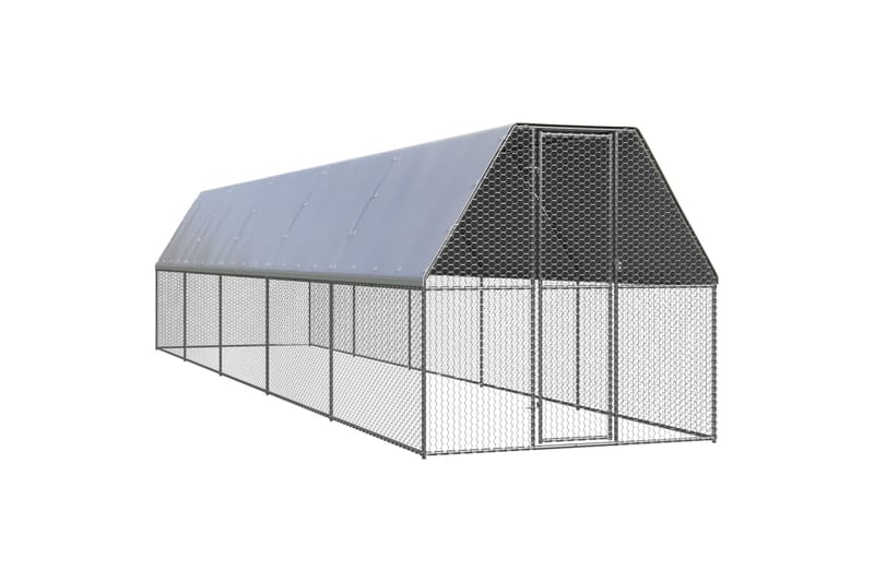 udendørs hønsegård 2x10x2 m galvaniseret stål - Sølv - Hønsehus - Til dyrene - Hønsegård