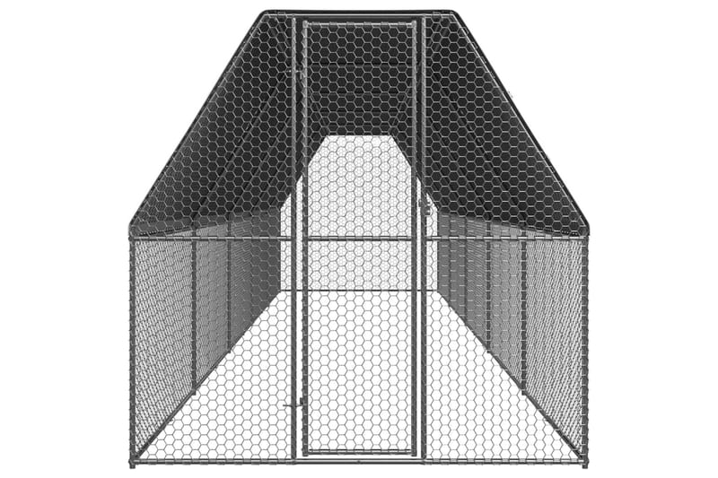 udendørs hønsegård 2x10x2 m galvaniseret stål - Sølv - Sport & fritid - Til dyrene - Fugl - Hønsehus