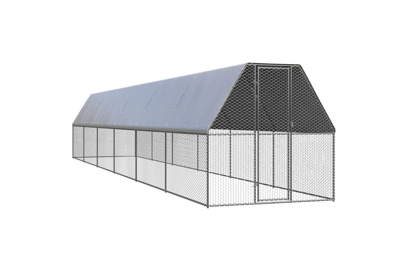 udendørs hønsegård 2x12x2 cm galvaniseret stål - Sølv - Hønsehus - Hønsegård - Til dyrene
