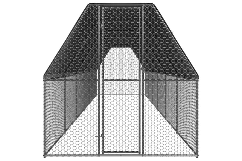 udendørs hønsegård 2x12x2 cm galvaniseret stål - Sølv - Sport & fritid - Til dyrene - Fugl - Hønsehus
