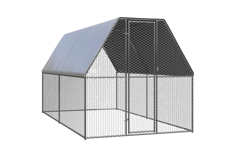 udendørs hønsegård 2x4x2 m galvaniseret stål - Sølv - Hønsehus - Hønsegård - Til dyrene