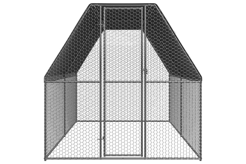 udendørs hønsegård 2x4x2 m galvaniseret stål - Sølv - Hønsehus - Til dyrene - Hønsegård