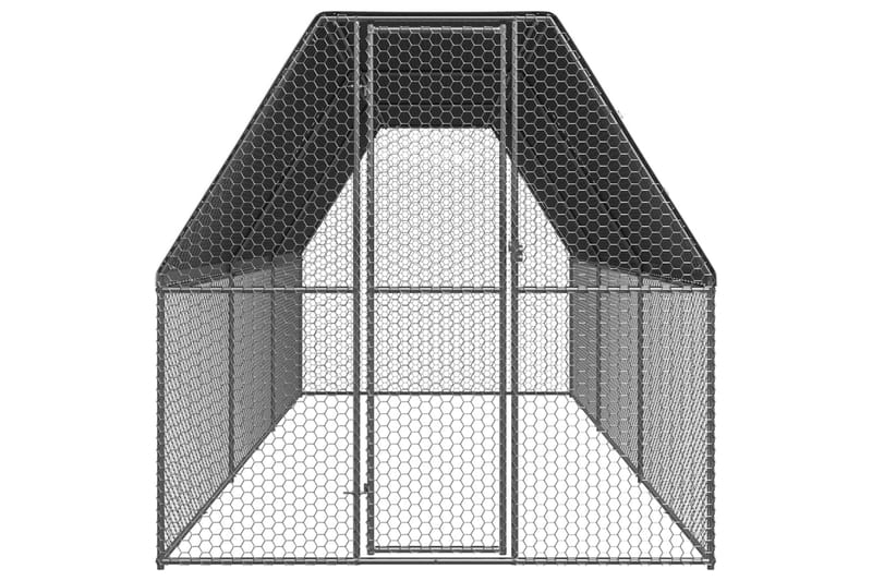 udendørs hønsegård 2x6x2 m galvaniseret stål - Sølv - Sport & fritid - Til dyrene - Fugl - Hønsehus