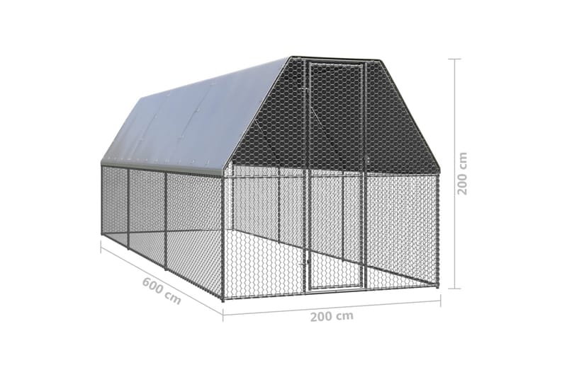 udendørs hønsegård 2x6x2 m galvaniseret stål - Sølv - Hønsehus - Til dyrene - Hønsegård