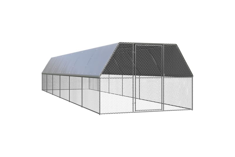 udendørs hønsegård 3x12x2 m galvaniseret stål - Sølv - Hønsehus - Til dyrene - Hønsegård