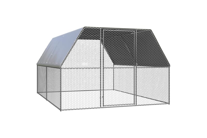 udendørs hønsegård 3x4x2 m galvaniseret stål - Sølv - Sport & fritid - Til dyrene - Fugl - Hønsehus
