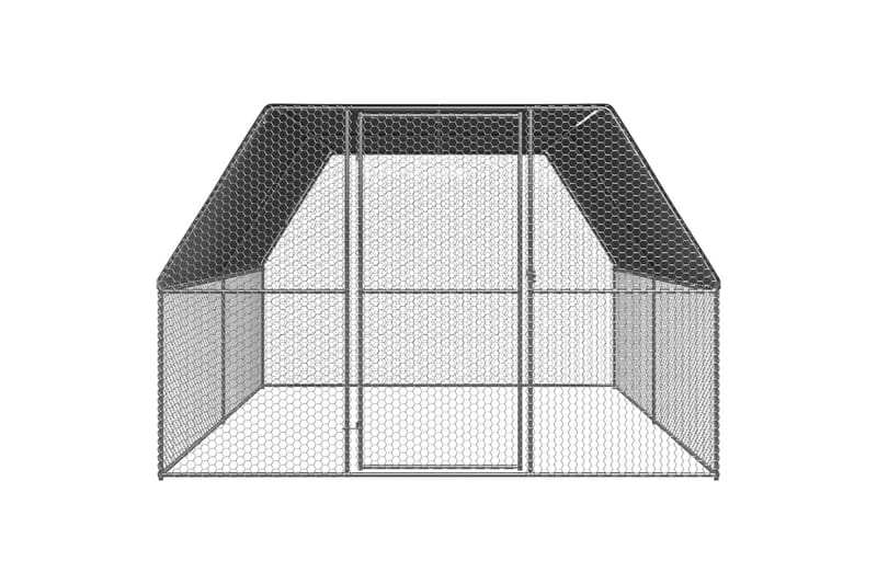 udendørs hønsegård 3x4x2 m galvaniseret stål - Sølv - Sport & fritid - Til dyrene - Fugl - Hønsehus