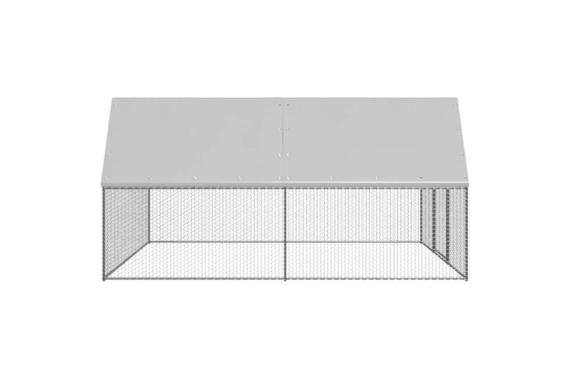 udendørs hønsegård 3x4x2 m galvaniseret stål - Sølv - Sport & fritid - Til dyrene - Fugl - Hønsehus