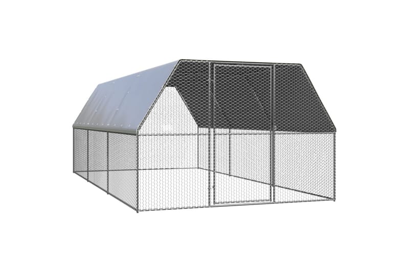 udendørs hønsegård 3x6x2 m galvaniseret stål - Sølv - Sport & fritid - Til dyrene - Fugl - Hønsehus