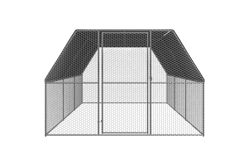 udendørs hønsegård 3x6x2 m galvaniseret stål - Sølv - Sport & fritid - Til dyrene - Fugl - Hønsehus