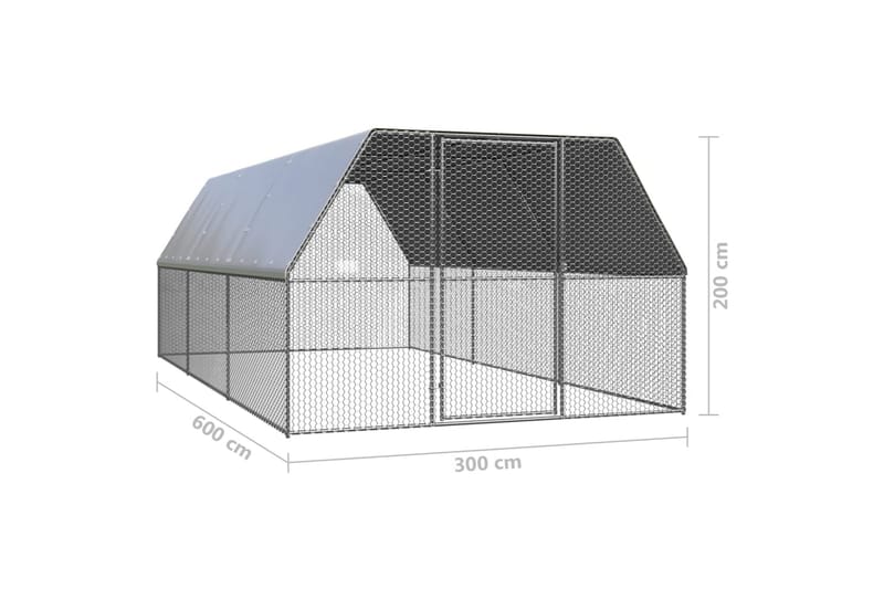 udendørs hønsegård 3x6x2 m galvaniseret stål - Sølv - Sport & fritid - Til dyrene - Fugl - Hønsehus