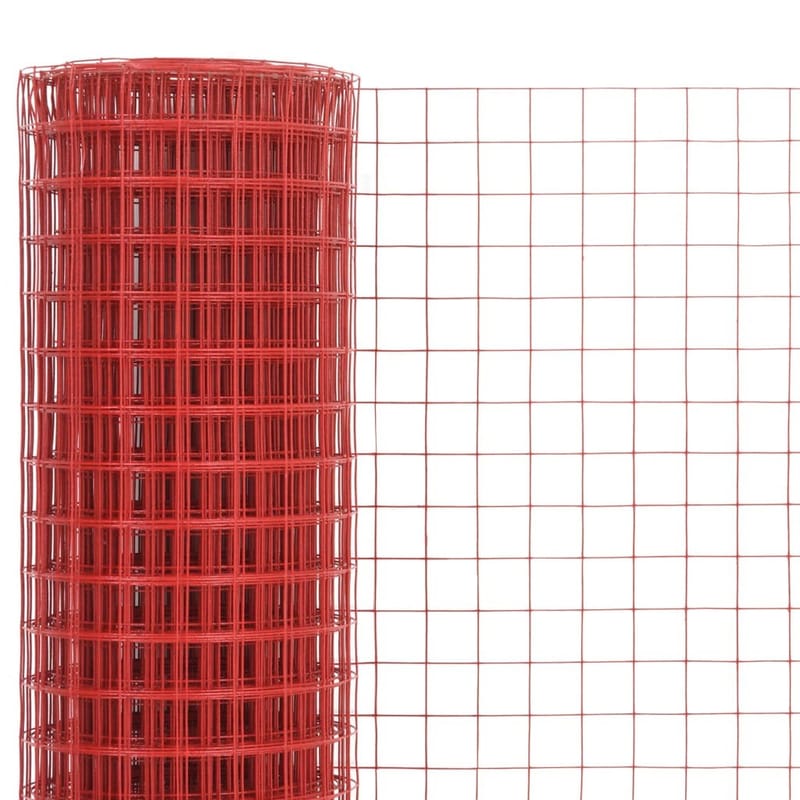 hønsenet stål med PVC-belægning 10 x 1,5 m rød - Rød - Til dyrene - Hønsenet