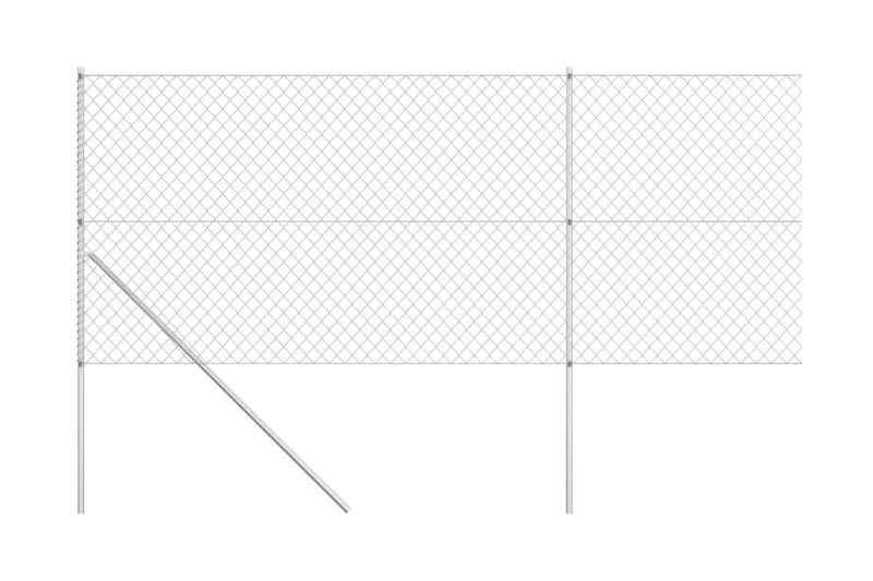 fletvævshegn med stolper galvaniseret stål 15x1,5 m sølv - Sølv - Hus & renovering - Indsynsbeskyttelse & indhegning - Hegn