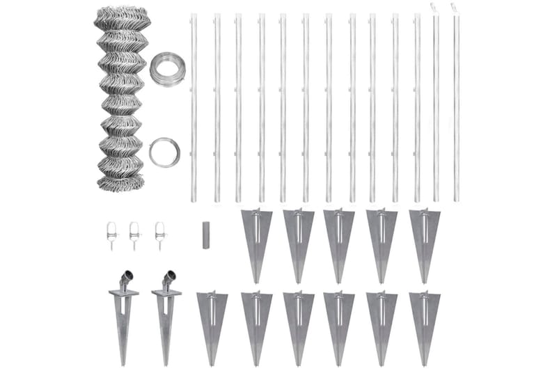 fletvævshegn med stolpespyd galvaniseret stål 25 x 1 m - Sølv - Hus & renovering - Indsynsbeskyttelse & indhegning - Hegn