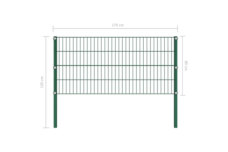 hegnspanel med stolper 1,7 x 0,8 m jern grøn - Grøn - Havehegn & panelhegn