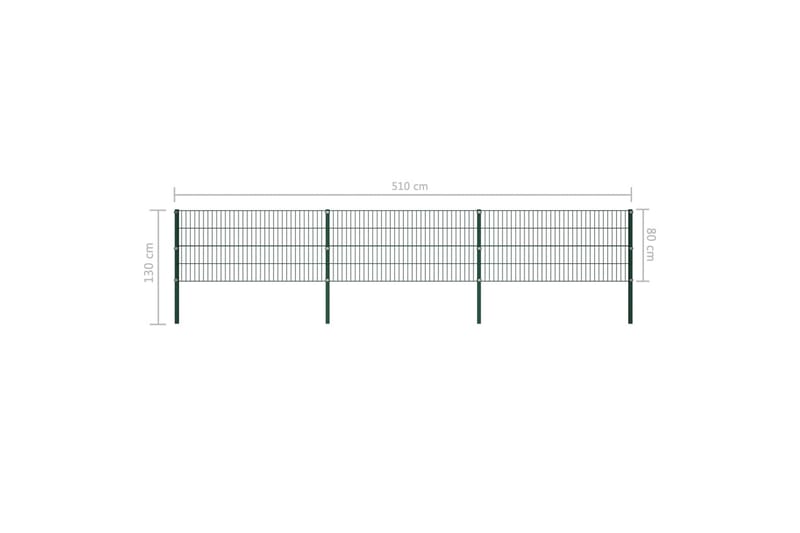 hegnspanel med stolper 5,1 x 0,8 m jern grøn - Havehegn & panelhegn