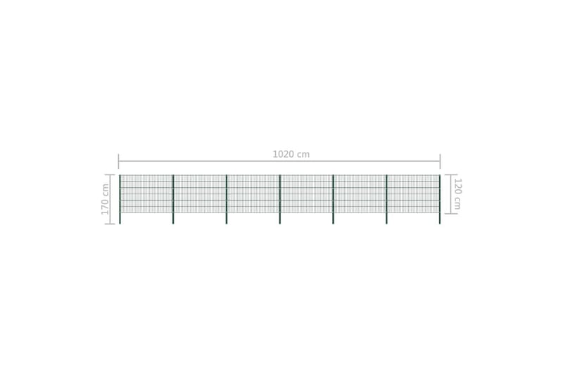 hegnspaneler med stolper 10,2 x 1,2 m jern grøn - Hus & renovering - Indsynsbeskyttelse & indhegning - Hegn