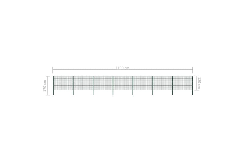 hegnspaneler med stolper 11,9 x 1,2 m jern grøn - Hus & renovering - Indsynsbeskyttelse & indhegning - Hegn