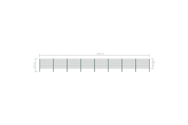hegnspaneler med stolper 13,6 x 1,2 m jern grøn - Hus & renovering - Indsynsbeskyttelse & indhegning - Hegn