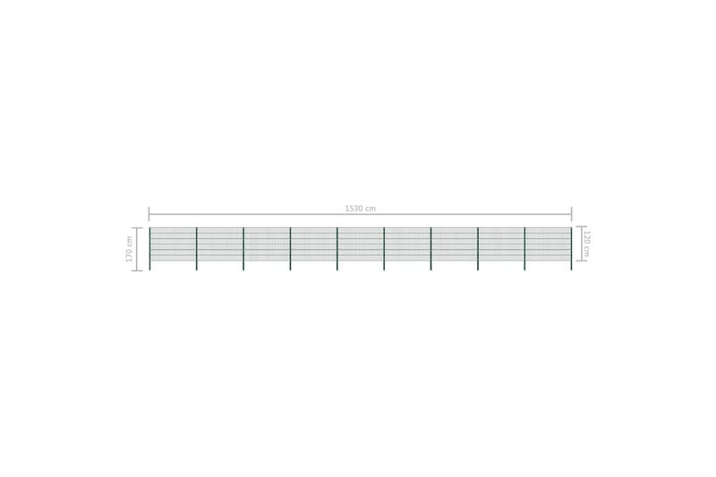 hegnspaneler med stolper 15,3 x 1,2 m jern grøn - Hus & renovering - Indsynsbeskyttelse & indhegning - Hegn
