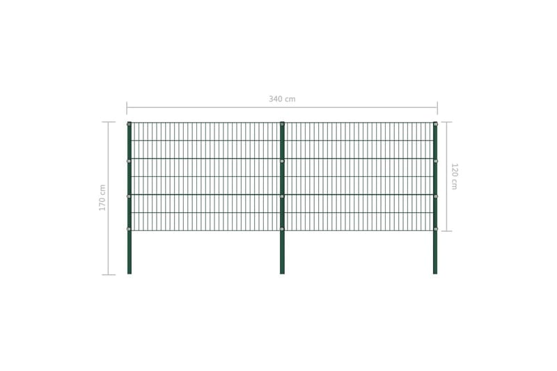 hegnspaneler med stolper 3,4 x 1,2 m jern grøn - Hus & renovering - Indsynsbeskyttelse & indhegning - Hegn