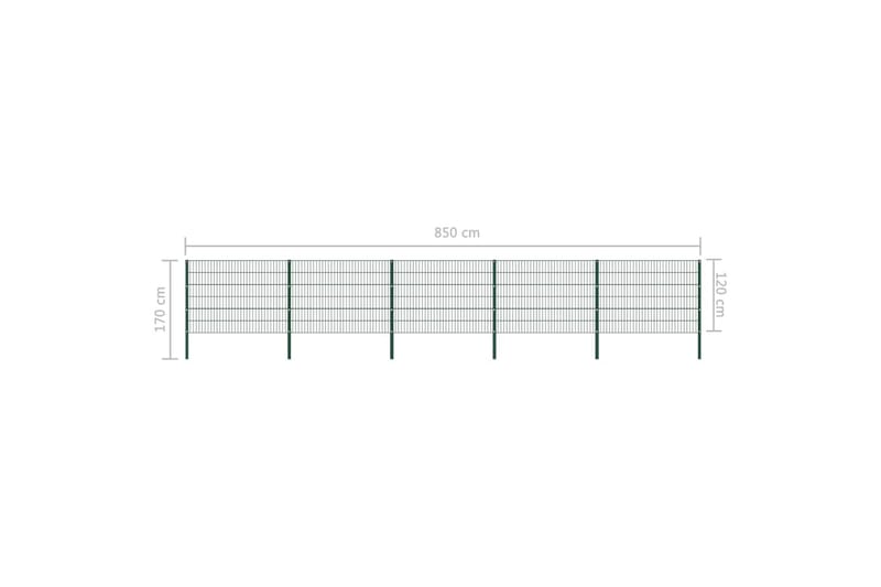 hegnspaneler med stolper 8,5 x 1,2 m jern grøn - Hus & renovering - Indsynsbeskyttelse & indhegning - Hegn