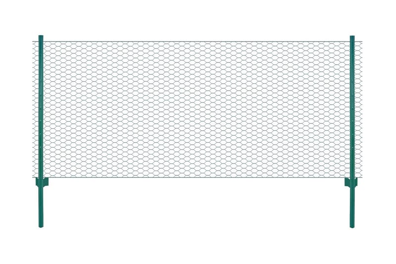 trådhegn med stolper 25 x 0,5 cm stål grøn - Grøn - Hus & renovering - Indsynsbeskyttelse & indhegning - Hegn