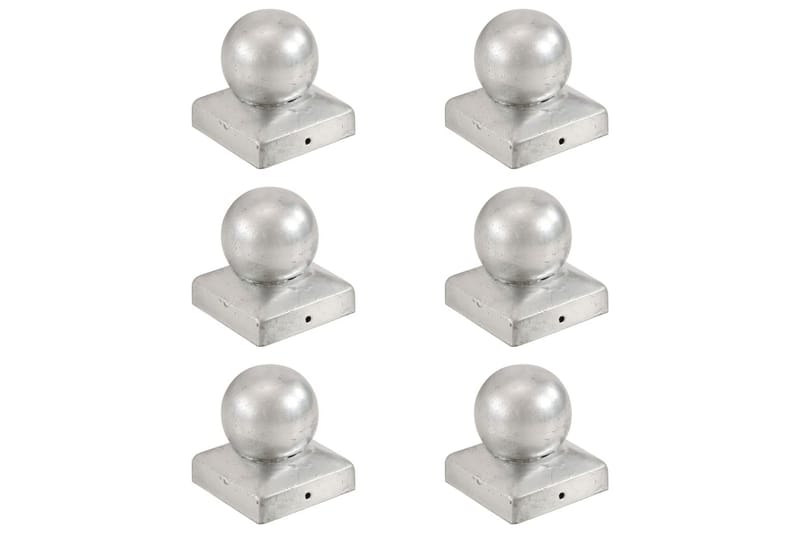 kugleformede stolpehætter 6 stk. 71x71 mm galvaniseret metal - Sølv - Hus & renovering - Indsynsbeskyttelse & indhegning - Stakit