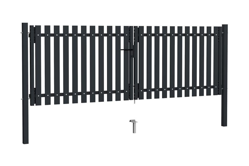 dobbelt hegnslåge 306x125 cm stål antracitgrå - Antracit - Industrilåge - Låge udendørs
