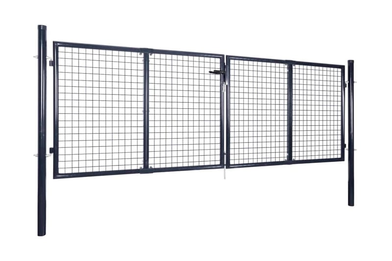 havelåge i trådnet galvaniseret stål 289 x 100 cm grå - Grå - Smedejernslåge & jernlåge - Låge udendørs