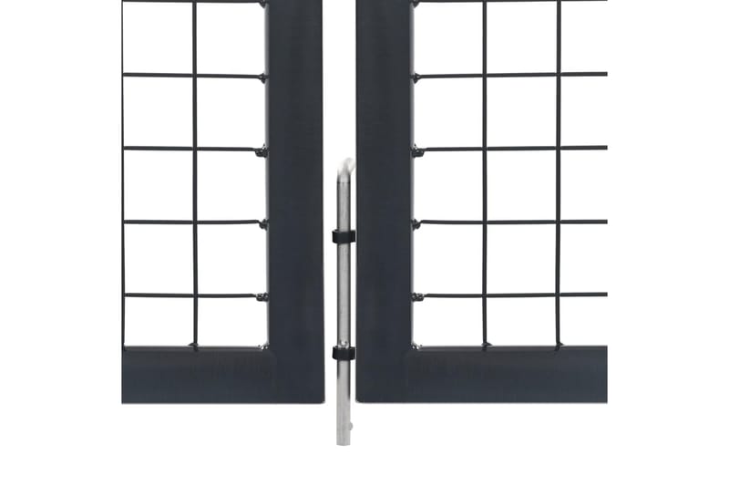 havelåge med stolper stål 350 x 100 cm antracitgrå - Grå - Smedejernslåge & jernlåge - Låge udendørs