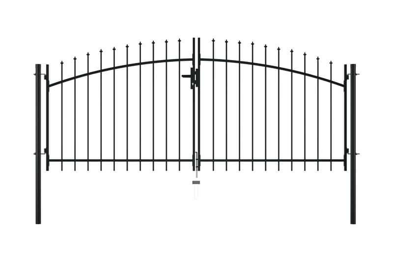 dobbelt hegnslåge med spydtop 300 x 150 cm - Sort - Hus & renovering - Indsynsbeskyttelse & indhegning - Låge