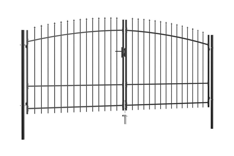 dobbelt hegnslåge med spydtop 400 x 225 cm - Sort - Hus & renovering - Indsynsbeskyttelse & indhegning - Låge