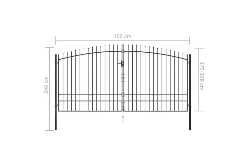 dobbelt hegnslåge med spydtop 400 x 248 cm - Sort - Hus & renovering - Indsynsbeskyttelse & indhegning - Låge