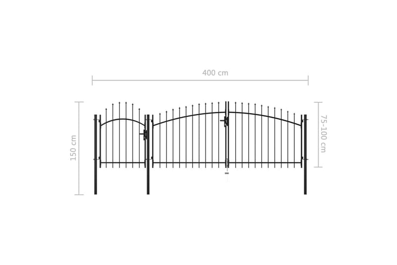 havelåge 1,5 x 4 m stål sort - Sort - Hus & renovering - Indsynsbeskyttelse & indhegning - Låge