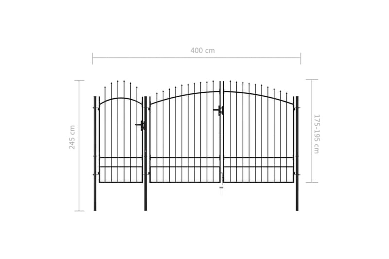 havelåge 2,45 x 4 m stål sort - Sort - Hus & renovering - Indsynsbeskyttelse & indhegning - Låge