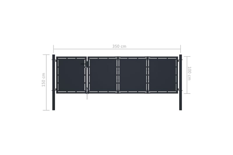 havelåge 350 x 100 cm stål antracitgrå - Grå - Hus & renovering - Indsynsbeskyttelse & indhegning - Låge