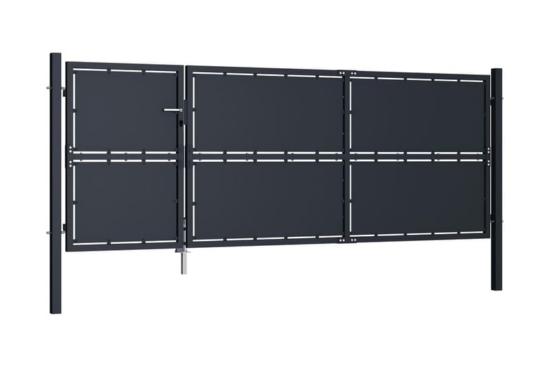 havelåge 350 x 125 cm stål antracitgrå - Grå - Hus & renovering - Indsynsbeskyttelse & indhegning - Låge