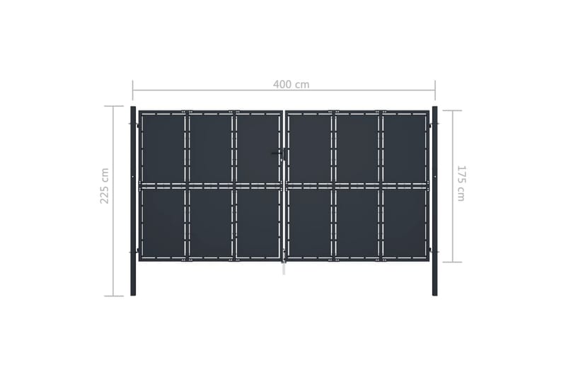 havelåge 400 x 175 cm stål antracitgrå - Grå - Hus & renovering - Indsynsbeskyttelse & indhegning - Låge