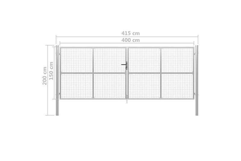 havelåge galvaniseret stål 415 x 200 cm sølvfarvet - Sølv - Hus & renovering - Indsynsbeskyttelse & indhegning - Låge