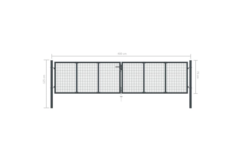 havelåge i trådnet 400x125 cm galvaniseret stål grå - Grå - Hus & renovering - Indsynsbeskyttelse & indhegning - Låge
