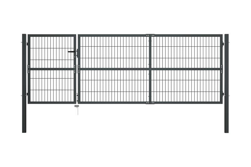 havelåge med stolper stål 350 x 100 cm antracitgrå - Grå - Hus & renovering - Indsynsbeskyttelse & indhegning - Låge