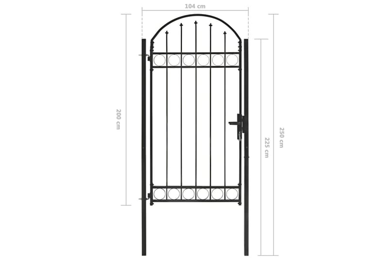 Hegnslåge Med Buet Top Stål 100x250 cm Sort - Hus & renovering - Indsynsbeskyttelse & indhegning - Låge