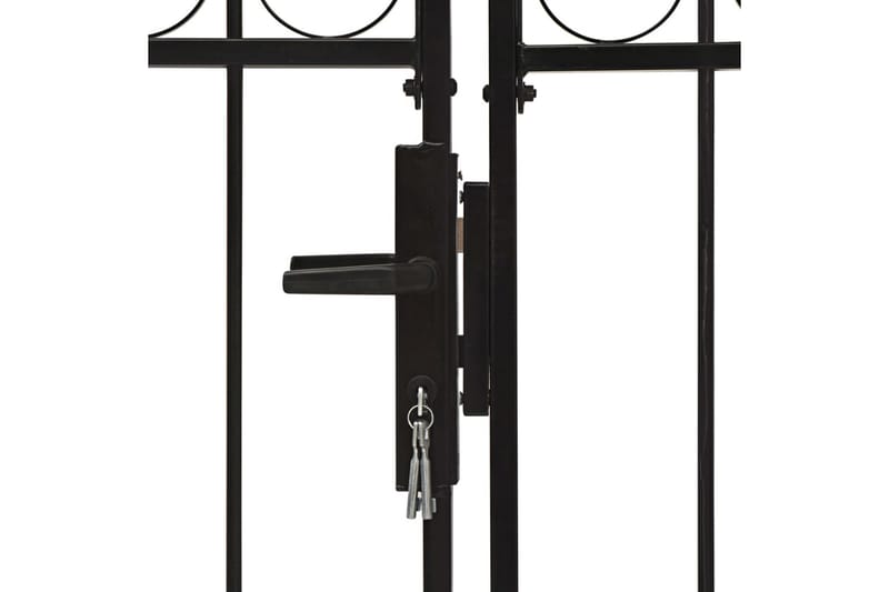 Hegnslåge Med Dobbeltdør Og Buet Top Stål 300x200 cm Sort - Hus & renovering - Indsynsbeskyttelse & indhegning - Låge